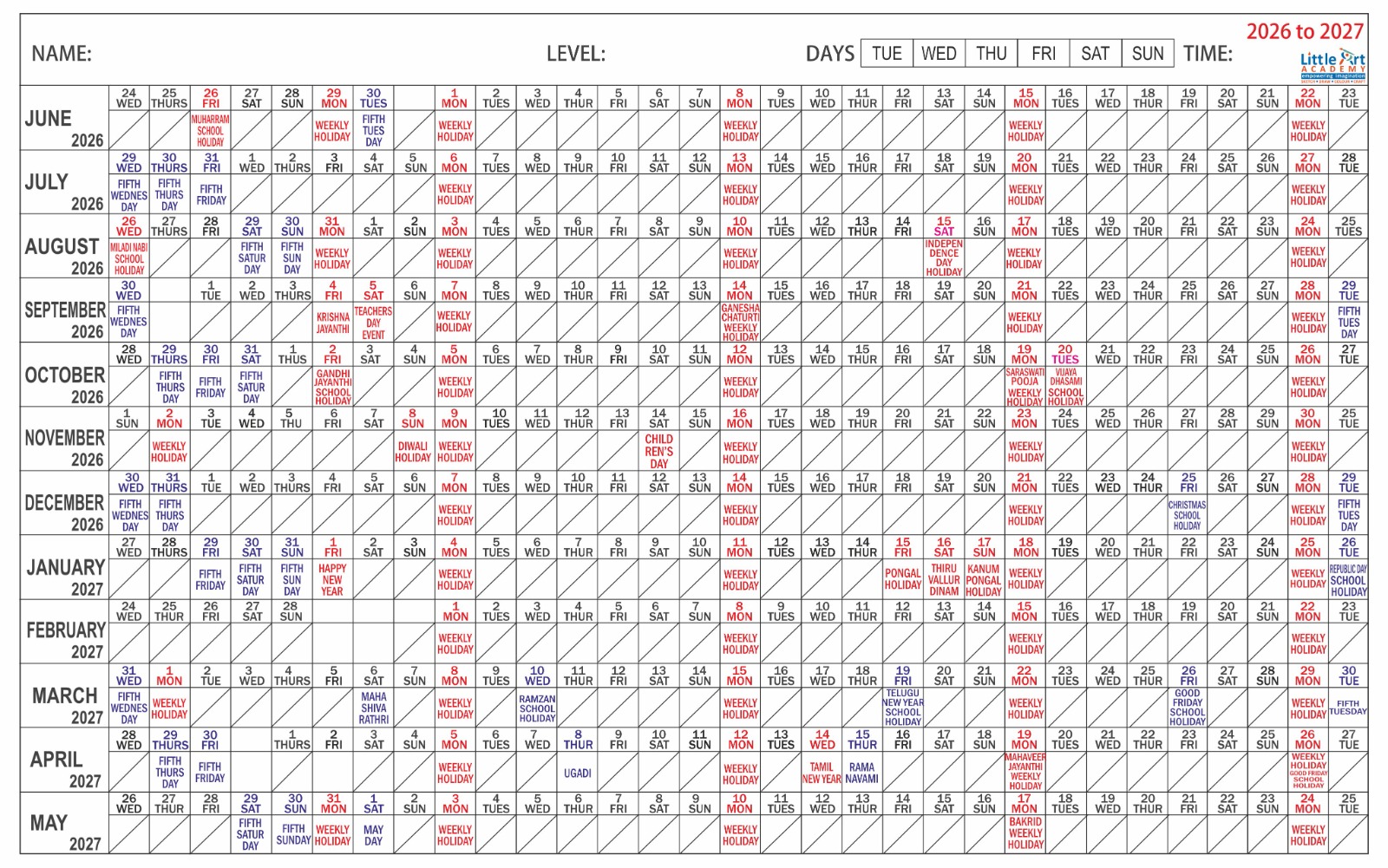 calendar 2026-2027